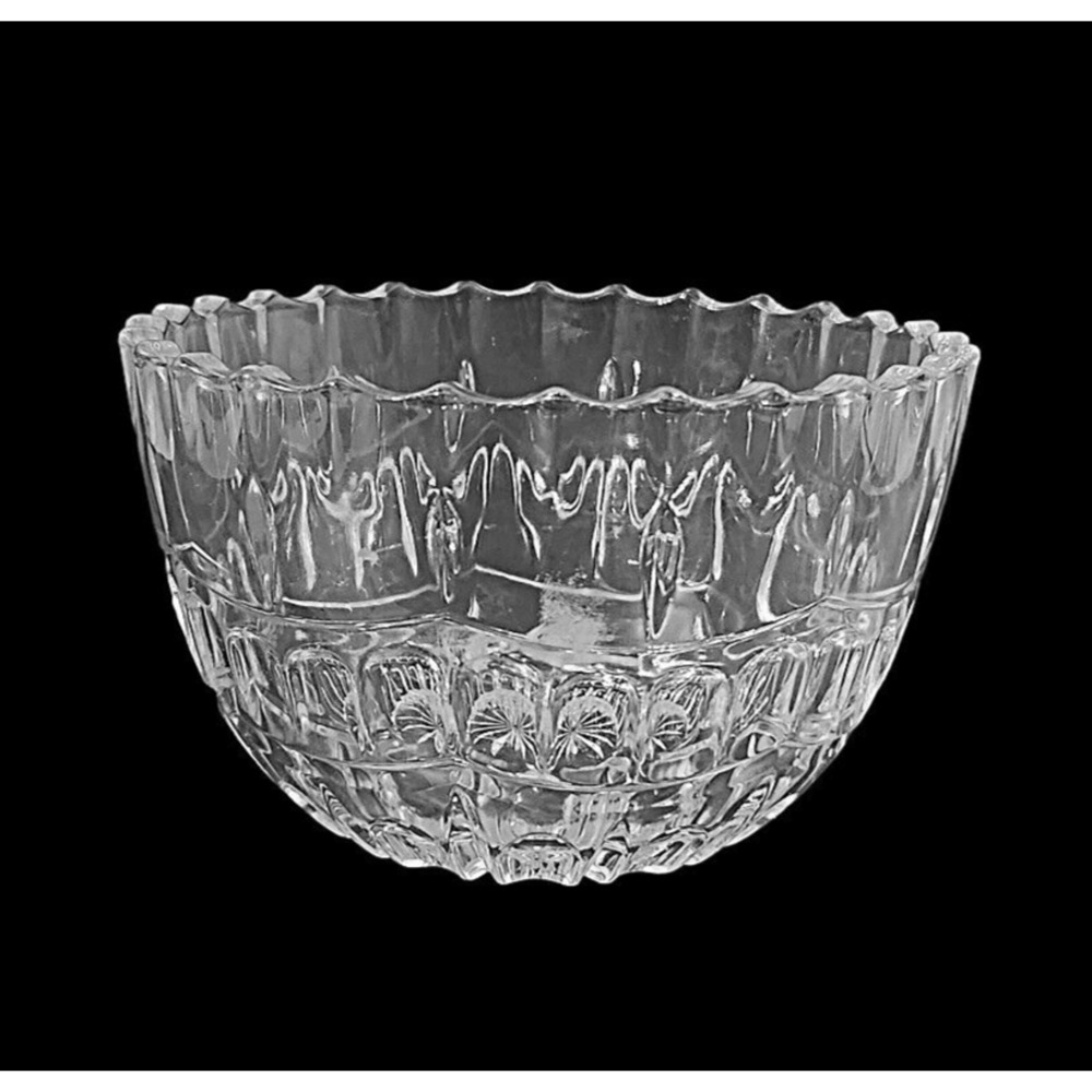 Fifth Avenue VINTAGE Crystal Bowl 6" FAIRMONT Thumbprint Scalloped JAPAN - Picture 2 of 6
